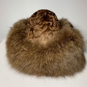 Brown Broadtail and Brown fox tail hat